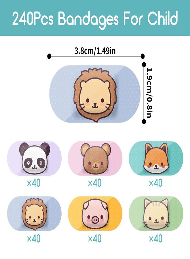 AndicAge 240pcs Kids Cute Cartoon Bandages for Girls & Boys - Flexible, Breathable for Toddlers' Cuts & Scrapes - Image 2